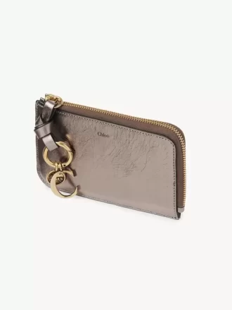 Alphabet wallet in metallized leather