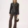 Belted jacket in shiny coated cotton Belted jacket in shiny coated cotton
