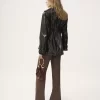 Belted jacket in shiny coated cotton Belted jacket in shiny coated cotton