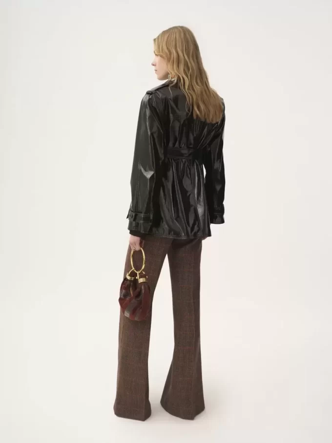 Belted jacket in shiny coated cotton Belted jacket in shiny coated cotton