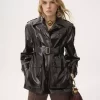 Belted jacket in shiny coated cotton Belted jacket in shiny coated cotton