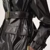 Belted jacket in shiny coated cotton Belted jacket in shiny coated cotton