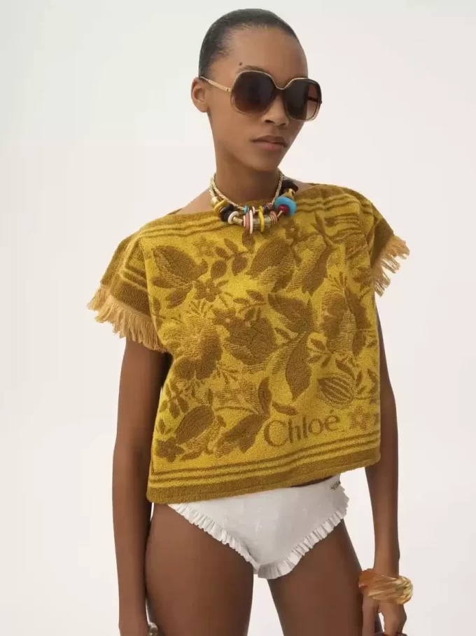 Boat-neck logo top in cotton jacquard Boat-neck logo top in cotton jacquard