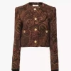 Boxy collarless jacket in tapestry jacquard Boxy collarless jacket in tapestry jacquard