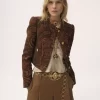 Boxy collarless jacket in tapestry jacquard Boxy collarless jacket in tapestry jacquard