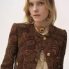 Boxy collarless jacket in tapestry jacquard Boxy collarless jacket in tapestry jacquard