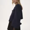 Boxy collarless jacket in wool check Boxy collarless jacket in wool check
