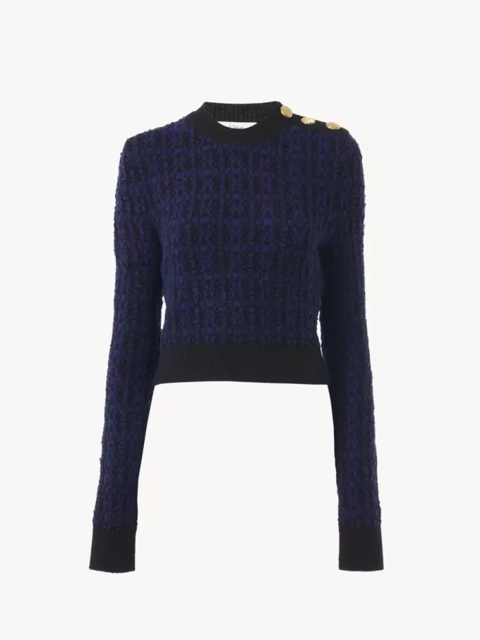Boxy mock-neck sweater in a wool & silk knit Boxy mock-neck sweater in a wool & silk knit