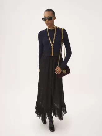 Boxy mock-neck sweater in a wool & silk knit