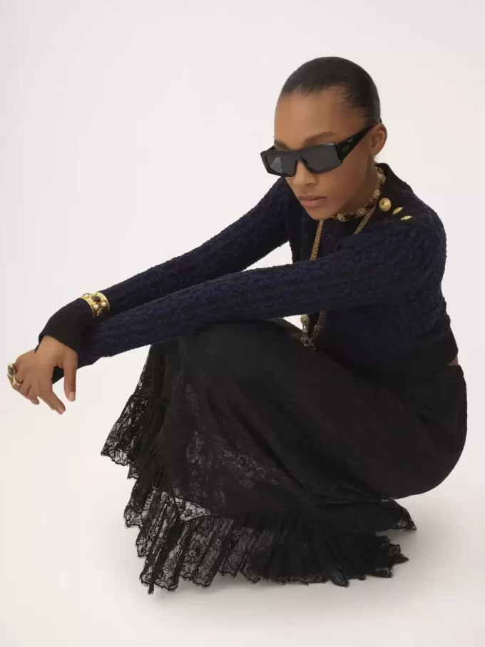 Boxy mock-neck sweater in a wool & silk knit Boxy mock-neck sweater in a wool & silk knit