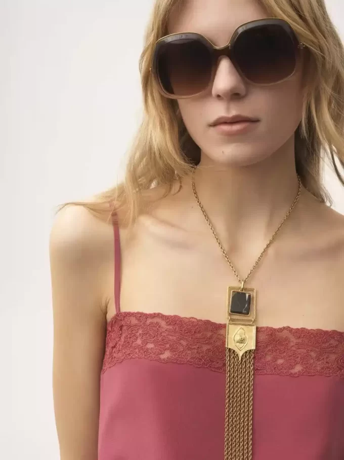 Camisole top in crêpe de chine & lace Camisole top in crêpe de chine & lace