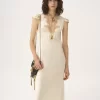 Cap-sleeve column dress in washed silk satin & lace Cap-sleeve column dress in washed silk satin & lace