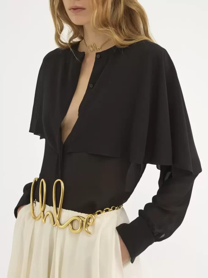 Cape blouse in silk georgette Cape blouse in silk georgette