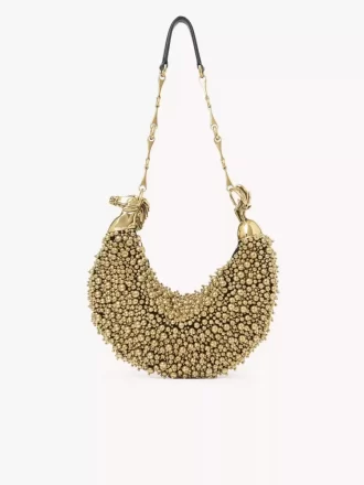 Chain Horse shoulder bag in beaded suede leather