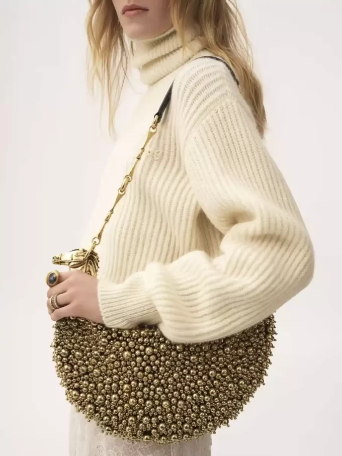 Chain Horse shoulder bag in beaded suede leather Chain Horse shoulder bag in beaded suede leather