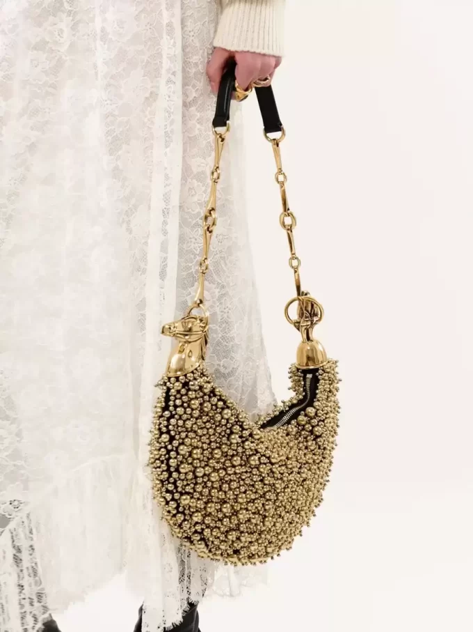 Chain Horse shoulder bag in beaded suede leather Chain Horse shoulder bag in beaded suede leather