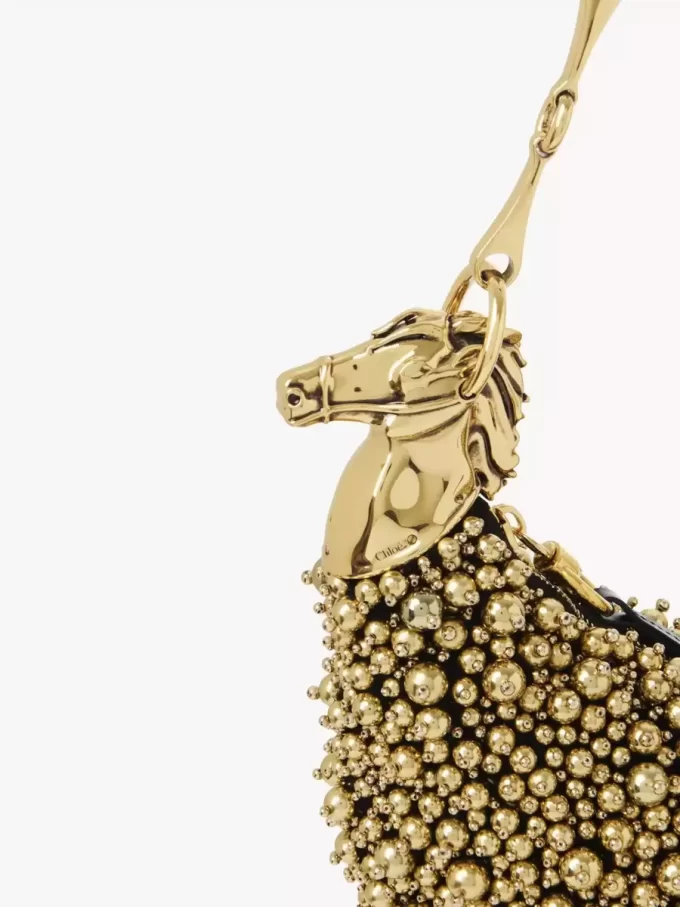 Chain Horse shoulder bag in beaded suede leather Chain Horse shoulder bag in beaded suede leather