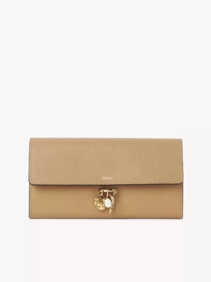 Chloé Charms long wallet with flap in grained leather Chloé Charms long wallet with flap in grained leather