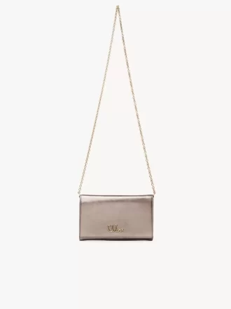 Chloé Iconic flap wallet on chain in metallized leather