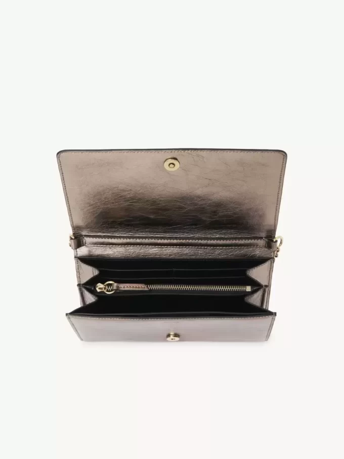 Chloé Iconic flap wallet on chain in metallized leather