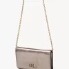 Chloé Iconic flap wallet on chain in metallized leather