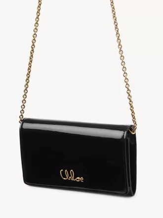 Chloé Iconic flap wallet on chain in patent leather