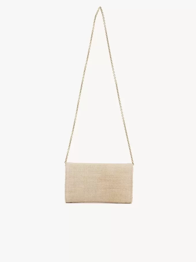 Chloé Iconic flap wallet on chain in raffia-effect fibers