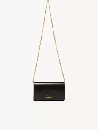 Chloé Iconic flap wallet on chain in shiny leather