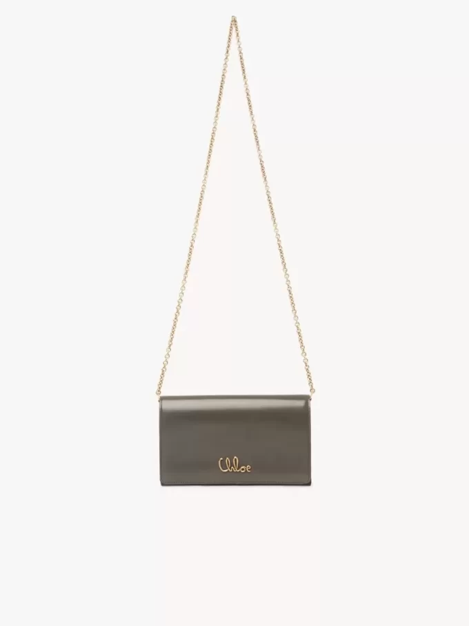 Chloé Iconic flap wallet on chain in shiny leather
