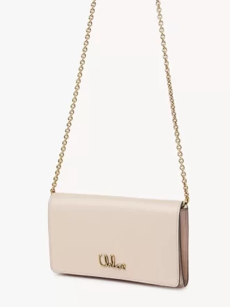 Chloé Iconic flap wallet on chain in shiny leather
