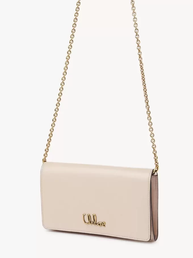 Chloé Iconic flap wallet on chain in shiny leather