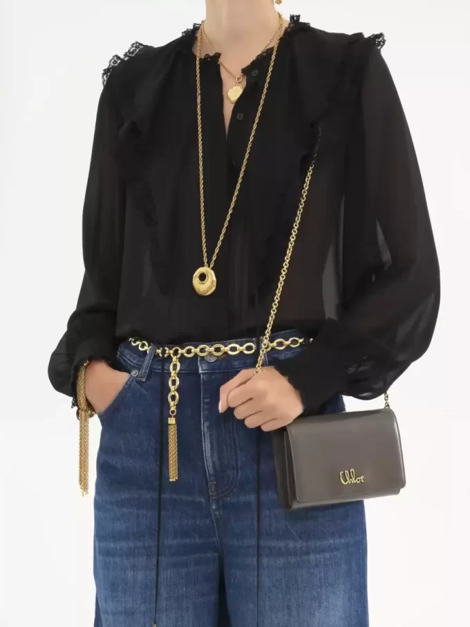 Chloé Iconic flap wallet on chain in shiny leather
