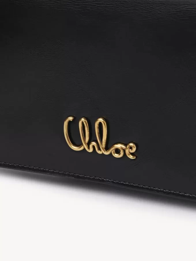 Chloé Iconic flap wallet on chain in shiny leather
