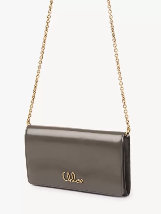 Chloé Iconic flap wallet on chain in shiny leather