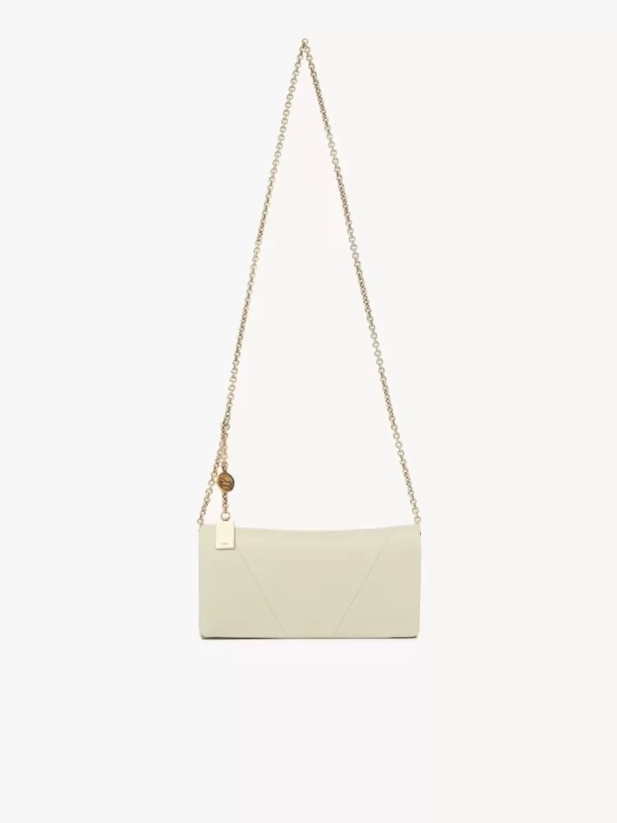 Chloé Spin flap wallet on chain in grained leather Chloé Spin flap wallet on chain in grained leather