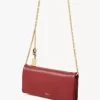 Chloé Spin flap wallet on chain in grained leather Chloé Spin flap wallet on chain in grained leather