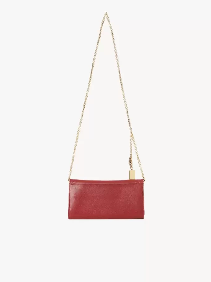 Chloé Spin flap wallet on chain in grained leather Chloé Spin flap wallet on chain in grained leather