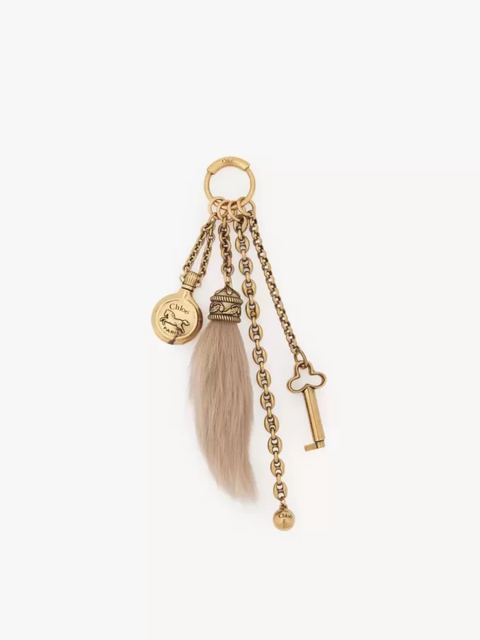 Chloé Symbols bag charm in brass & shearling Chloé Symbols bag charm in brass & shearling