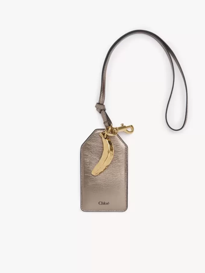 Chloé Symbols Banana tag in metallized leather Chloé Symbols Banana tag in metallized leather