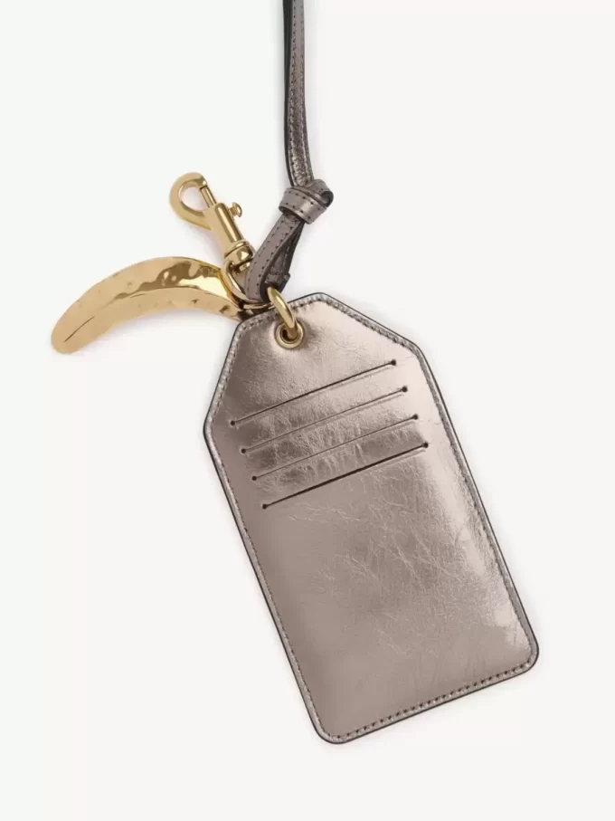 Chloé Symbols Banana tag in metallized leather Chloé Symbols Banana tag in metallized leather