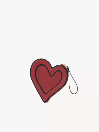 Chloé Symbols Heart flat pouch in grained leather