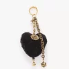 Chloé Symbols Heart Shearling bag charm in brass Chloé Symbols Heart Shearling bag charm in brass