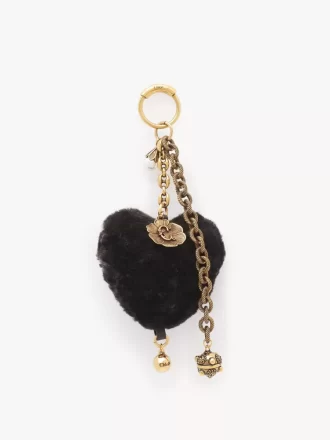 Chloé Symbols Heart Shearling bag charm in brass