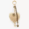 Chloé Symbols Heart Shearling bag charm in brass Chloé Symbols Heart Shearling bag charm in brass