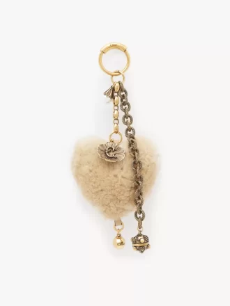 Chloé Symbols Heart Shearling bag charm in brass