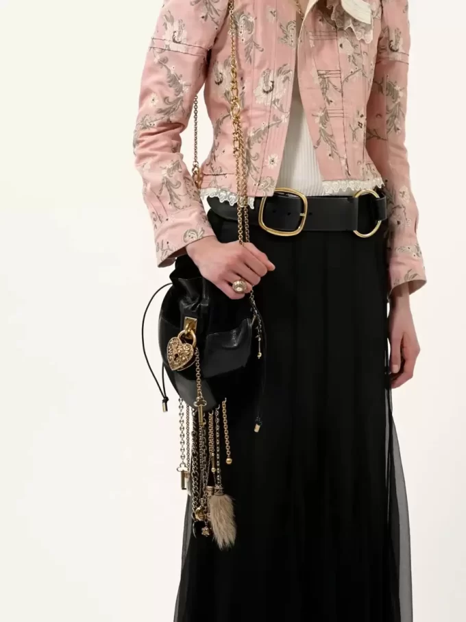 Château Treasures crossbody bag in grained & suede leather Château Treasures crossbody bag in grained & suede leather