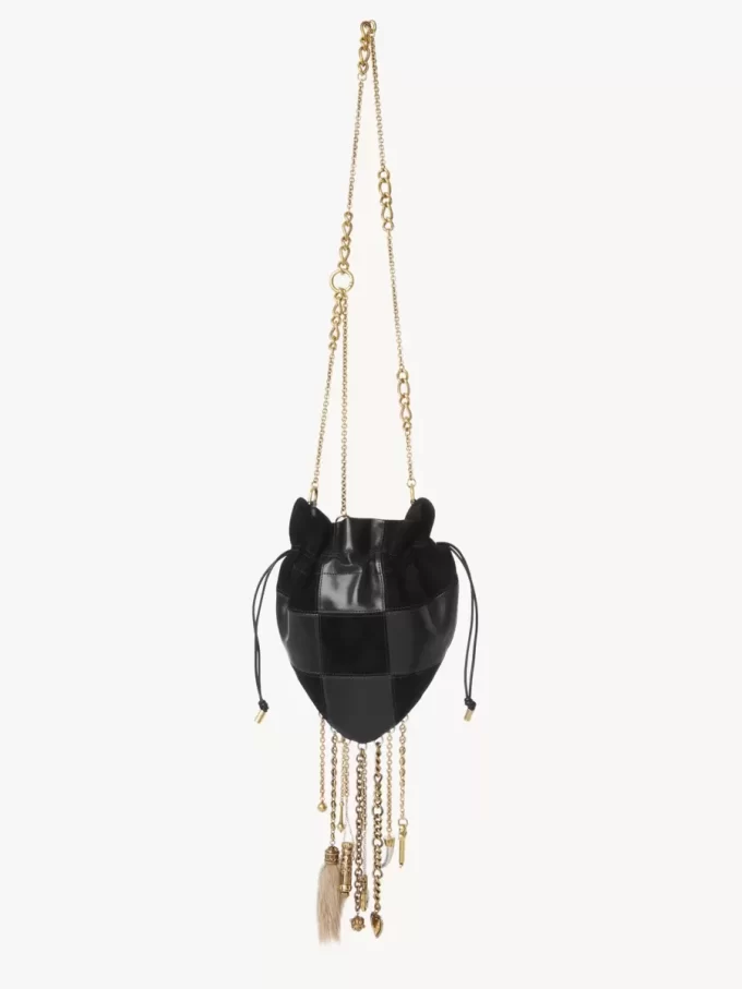 Château Treasures crossbody bag in grained & suede leather Château Treasures crossbody bag in grained & suede leather