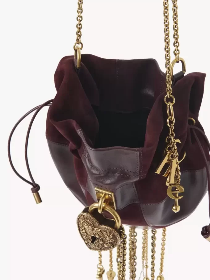 Château Treasures crossbody bag in grained & suede leather Château Treasures crossbody bag in grained & suede leather