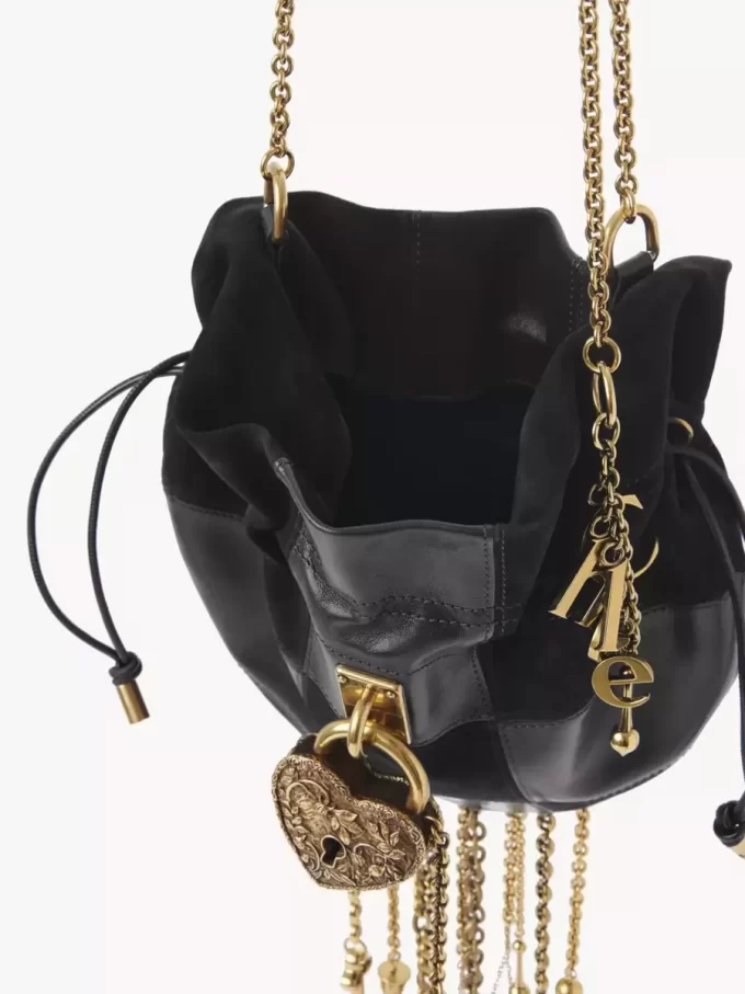 Château Treasures crossbody bag in grained & suede leather Château Treasures crossbody bag in grained & suede leather