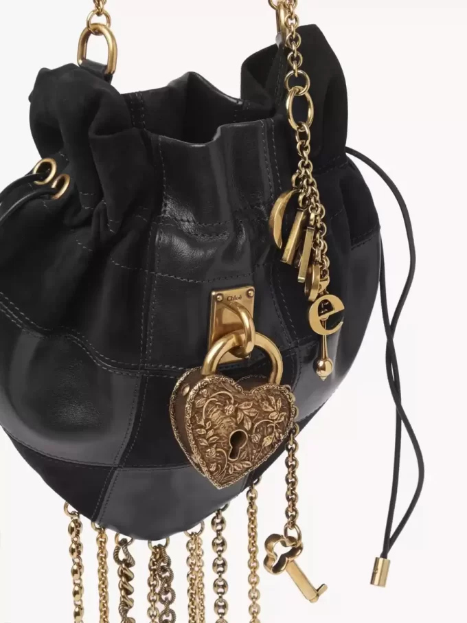 Château Treasures crossbody bag in grained & suede leather Château Treasures crossbody bag in grained & suede leather